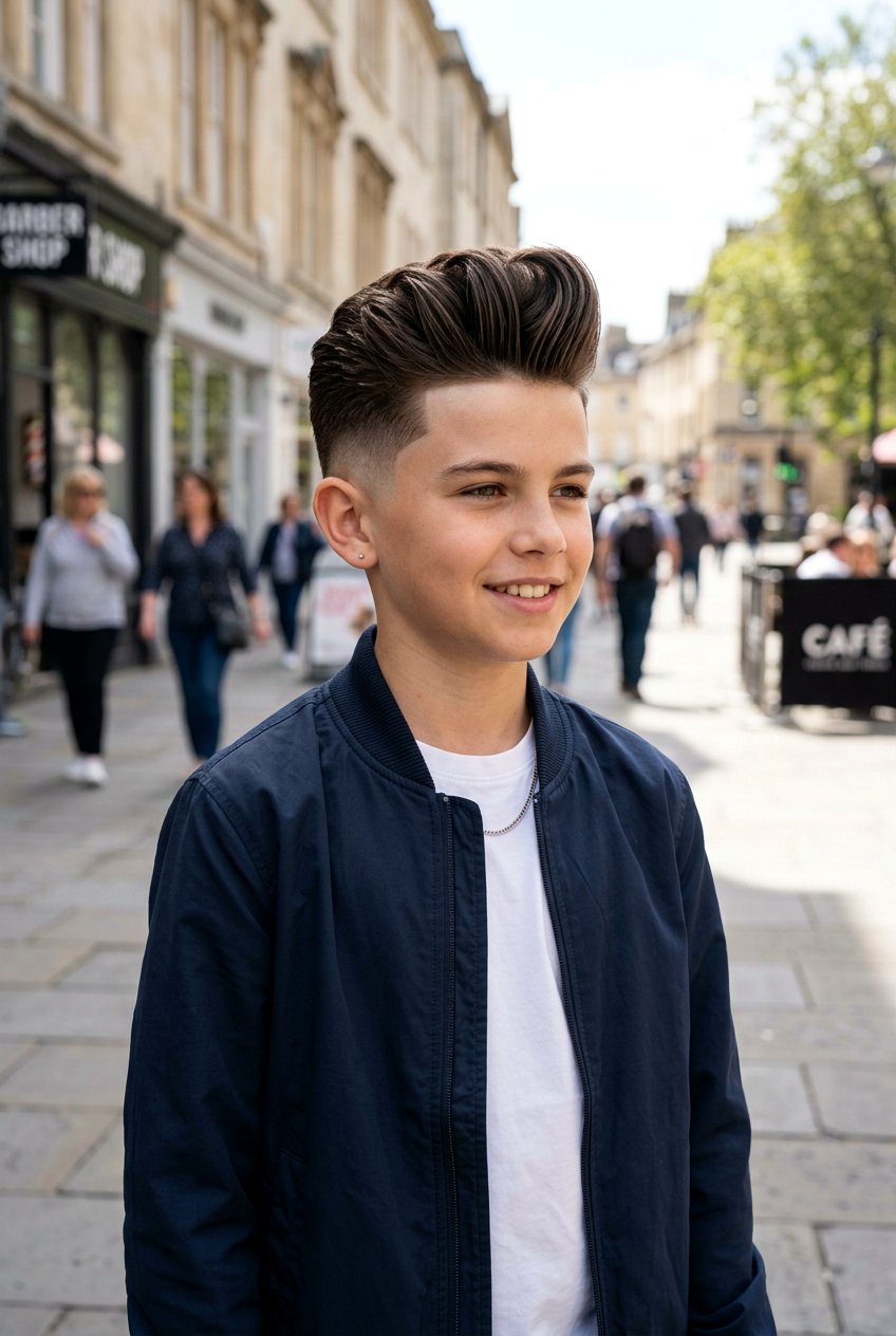 High Volume Pompadour With Mid Taper Fade - 20 boys haircut with mid taper fade - 20 boys haircut with mid taper fade