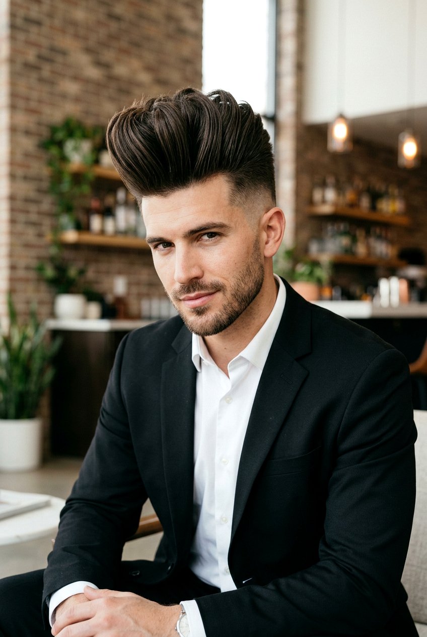 High Volume Pompadour - 20 mens haircut for round face - 20 men’s haircut for round face