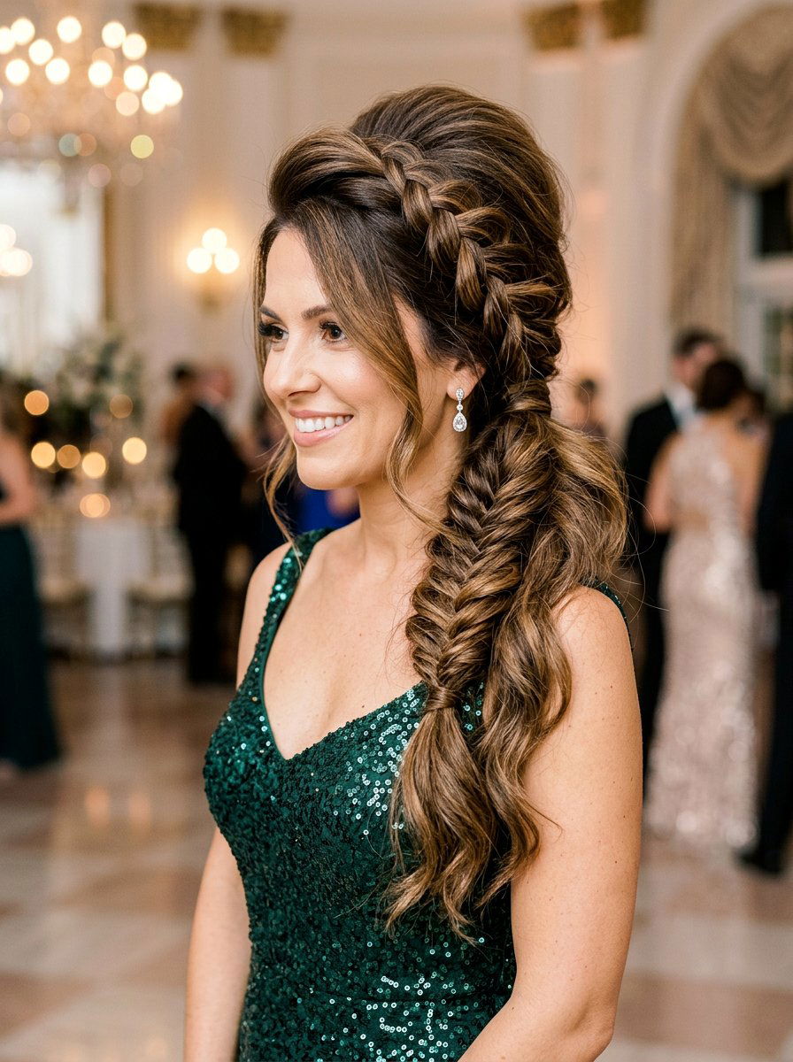 High Volume Side Braid Ponytail - 20 party hairstyle with side braid ponytail - 20 party hairstyle with side braid ponytail