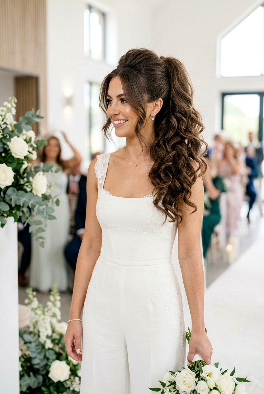 High Voluminous Ponytail - 20 bridal hairstyle for thick wavy hair - 20 bridal hairstyle for thick wavy hair