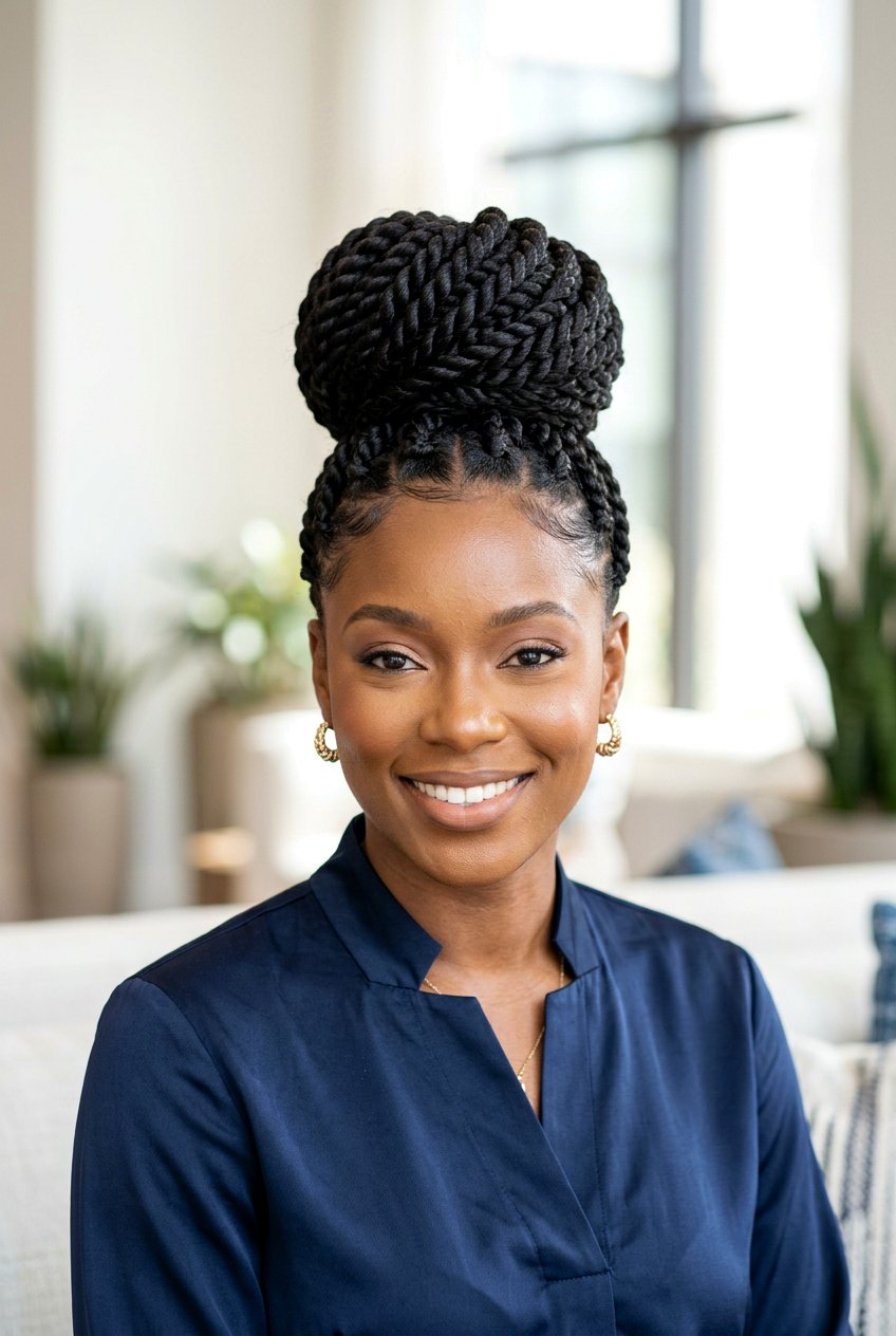 High bun twist - 20 twist hairstyles for black women - 20 twist hairstyles for black women