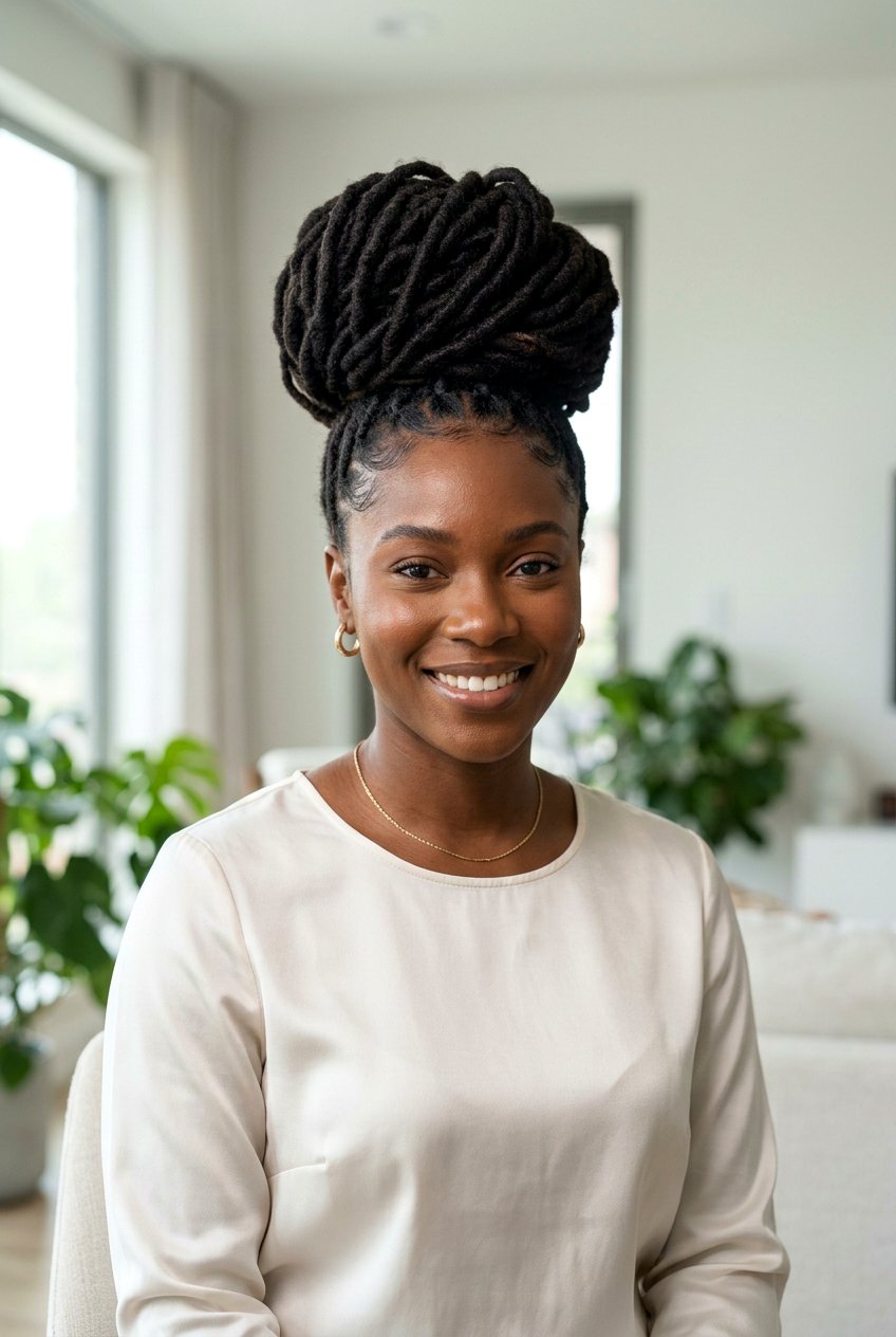 High loc bun - 20 loc updo hairstyles - 20 loc updo hairstyles