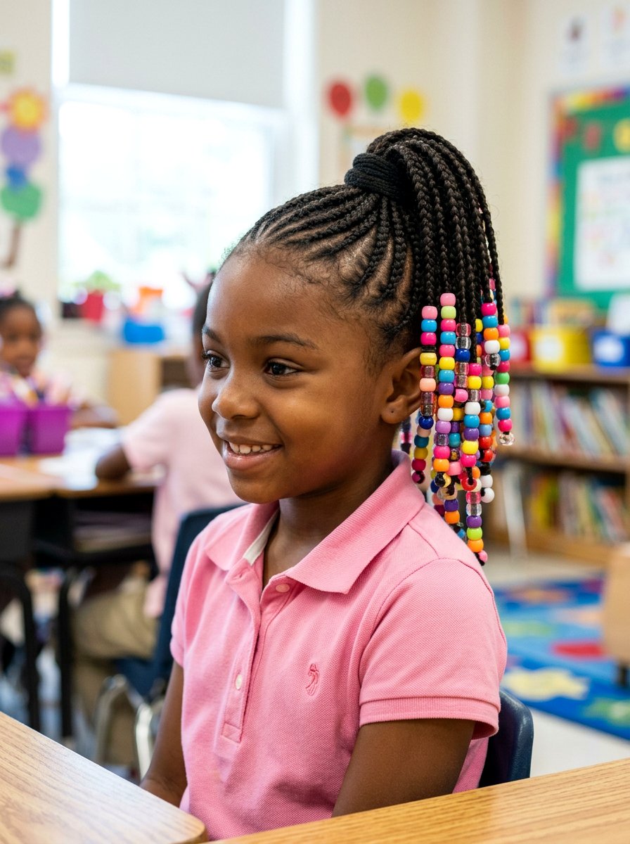 High ponytail braids with beads - 20 school braids with beads for girls - 20 school braids with beads for girls