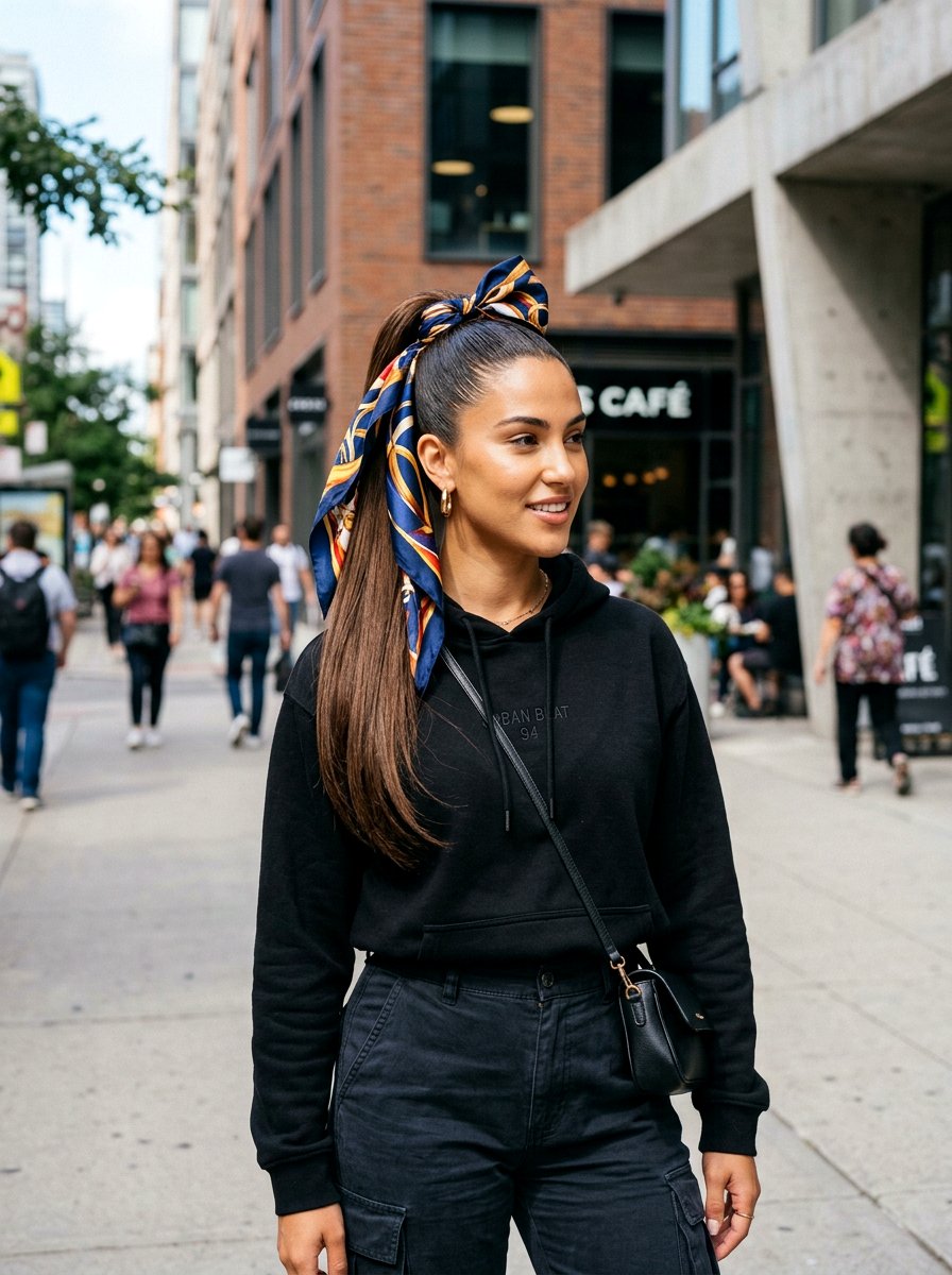 High ponytail with silk scarf - 20 silk scarf ponytail hairstyle - 20 silk scarf ponytail hairstyle