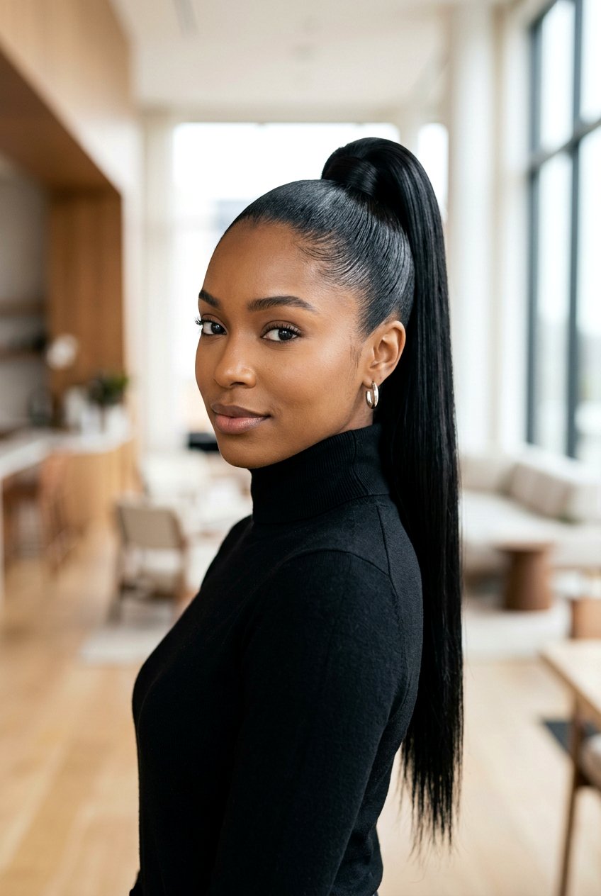 High sleek ponytail - 20 back to school hairstyles for long hair - 20 back to school hairstyles for long hair