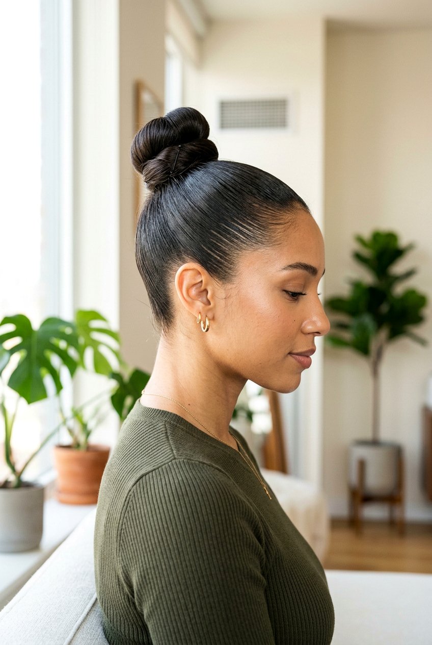 High top knot - 20 quick no heat hairstyle for mornings - 20 quick no heat hairstyle for mornings