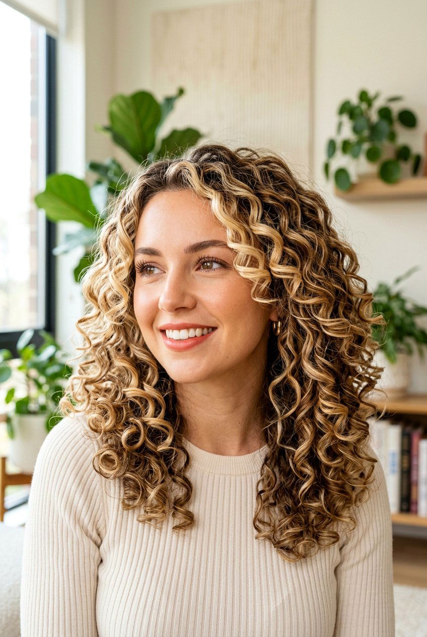Highlight and Lowlight Blonde Combo on Curly Hair - 20 blonde highlights for curly hair - 20 blonde highlights for curly hair