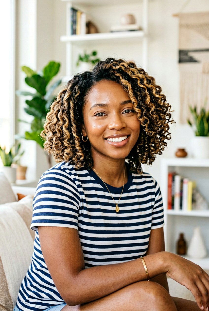 Highlighted Braid Out Bob - 20 braid out bob hairstyle - 20 braid out bob hairstyle