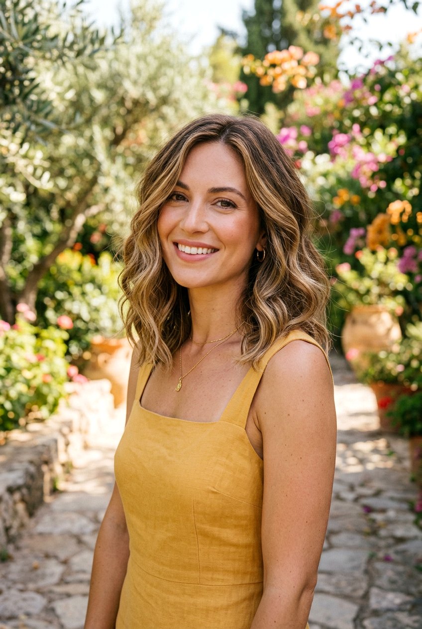 Highlighted Collarbone Lob With Waves - 20 collarbone haircut for wavy hair - 20 collarbone haircut for wavy hair