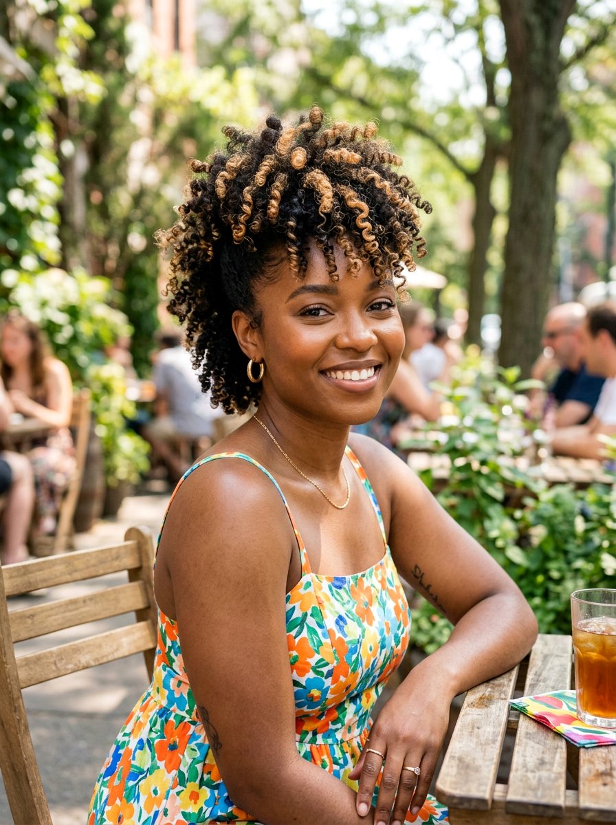 Highlighted Curly Soft Frohawk - 20 soft frohawk hairstyle for women - 20 soft frohawk hairstyle for women