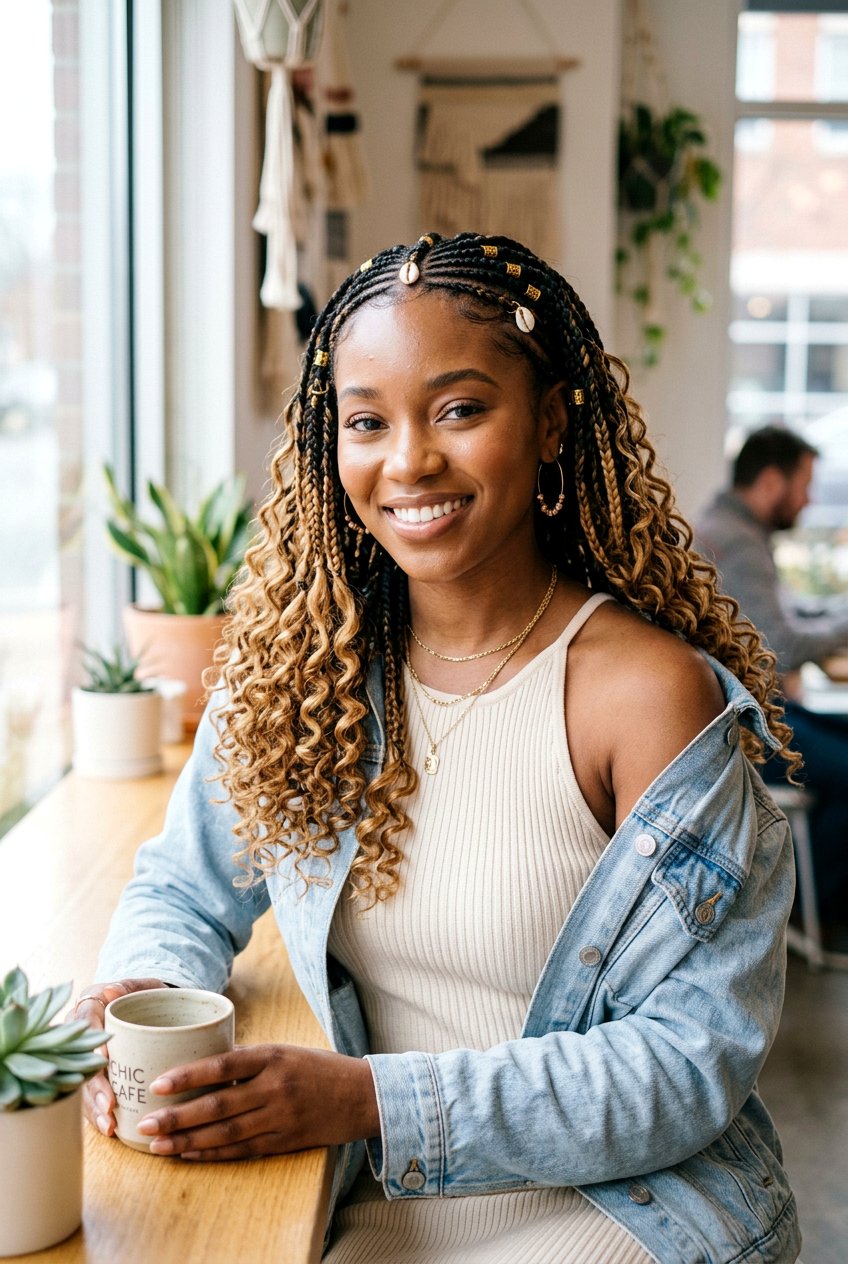 Highlighted Fulani Braids With Curly Ends - 20 fulani braids with curly ends - 20 fulani braids with curly ends