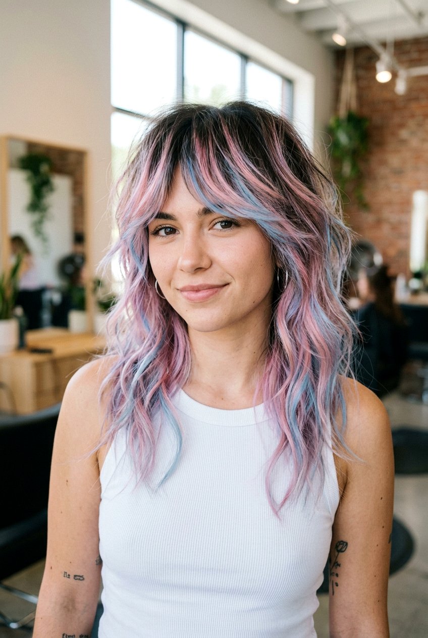 Highlighted Layered Emo Shag - 20 emo shag haircut women - 20 emo shag haircut women