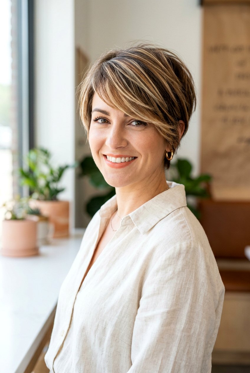 Highlighted Pixie Bob with Side Swept Bangs - 20 pixie bob with side swept bangs - 20 pixie bob with side swept bangs