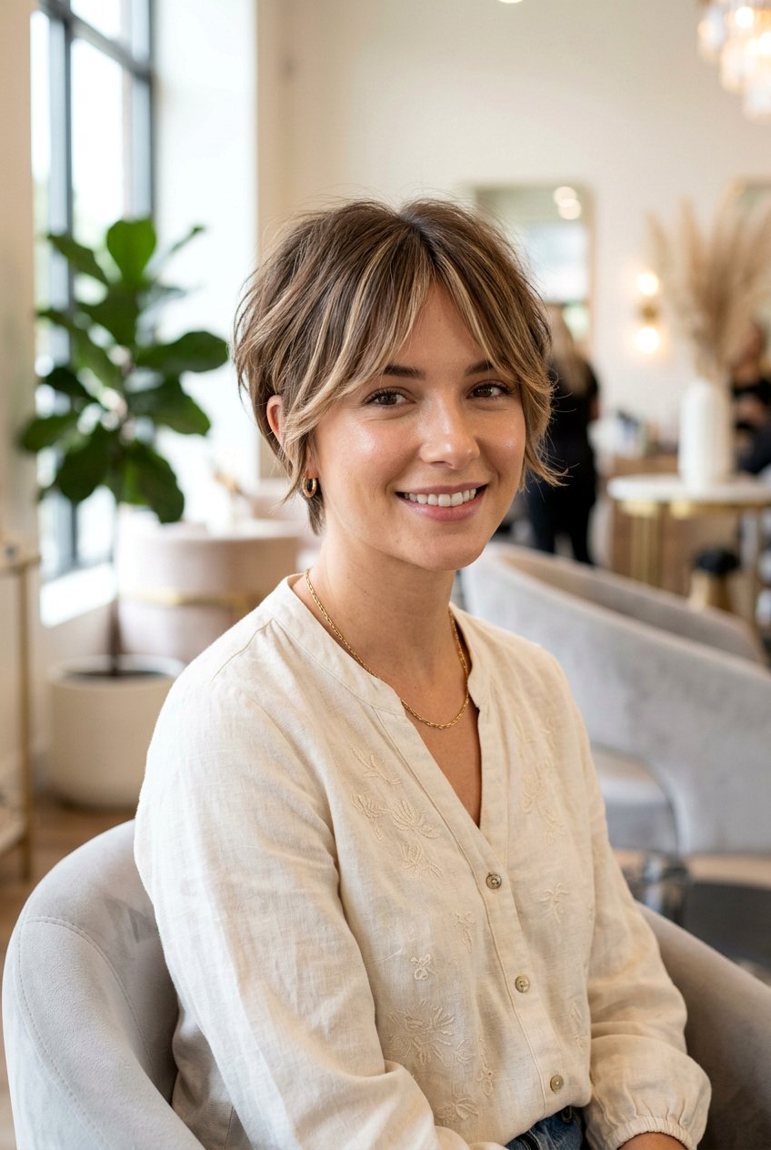 Highlighted Pixie With Curtain Bangs - 20 pixie with curtain bangs - 20 pixie with curtain bangs