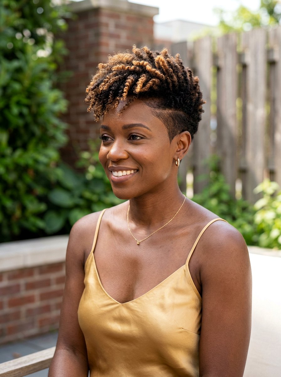 Highlighted Tapered Natural Haircut - 20 tapered natural haircut with color - 20 tapered natural haircut with color