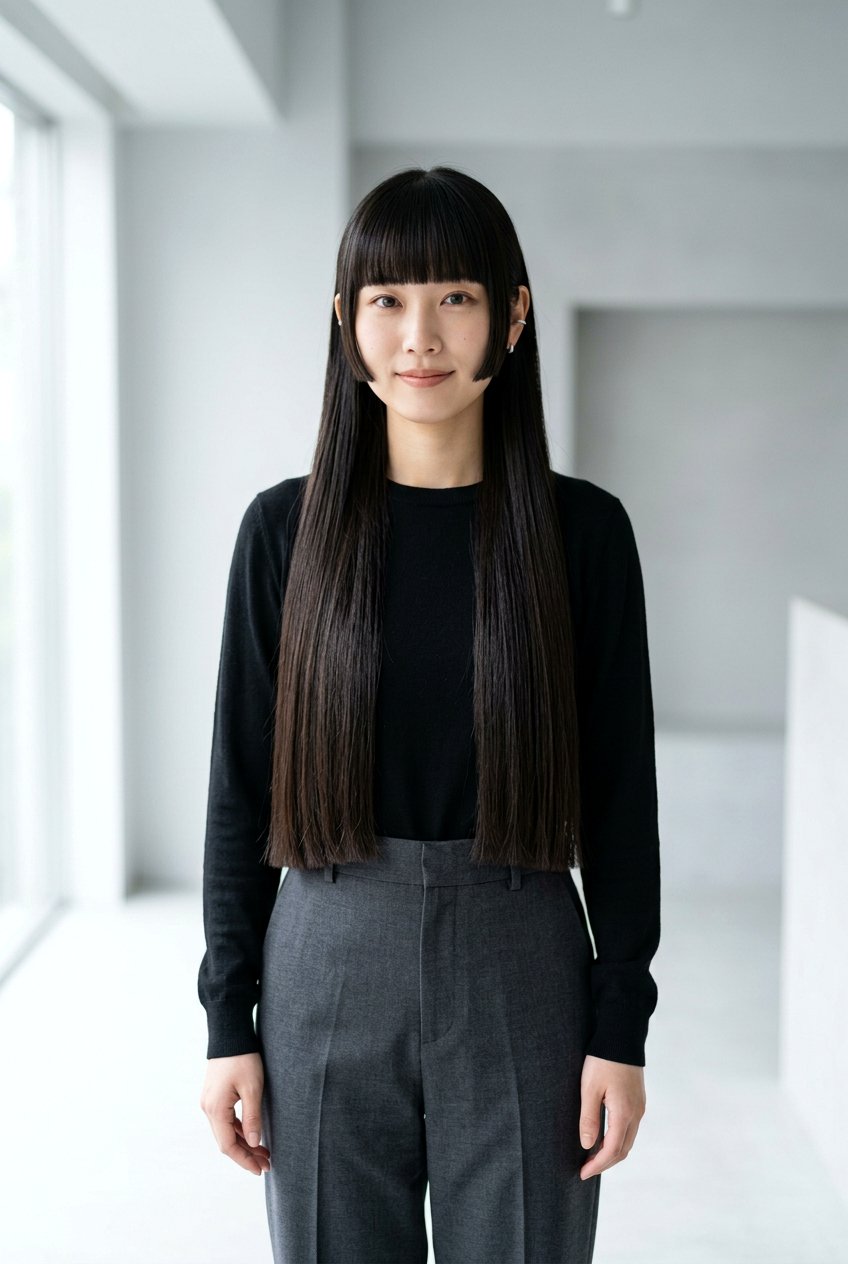 Hime Cut With Long Hair And Blunt Ends - 20 hime cut with long hair - 20 hime cut with long hair