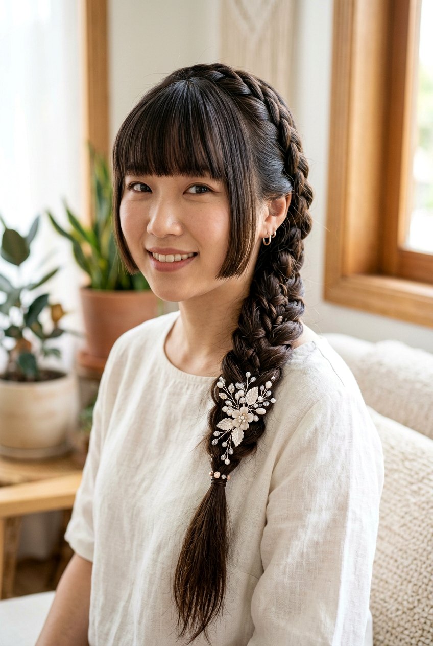Hime Cut With Long Hair And Braided Styling - 20 hime cut with long hair