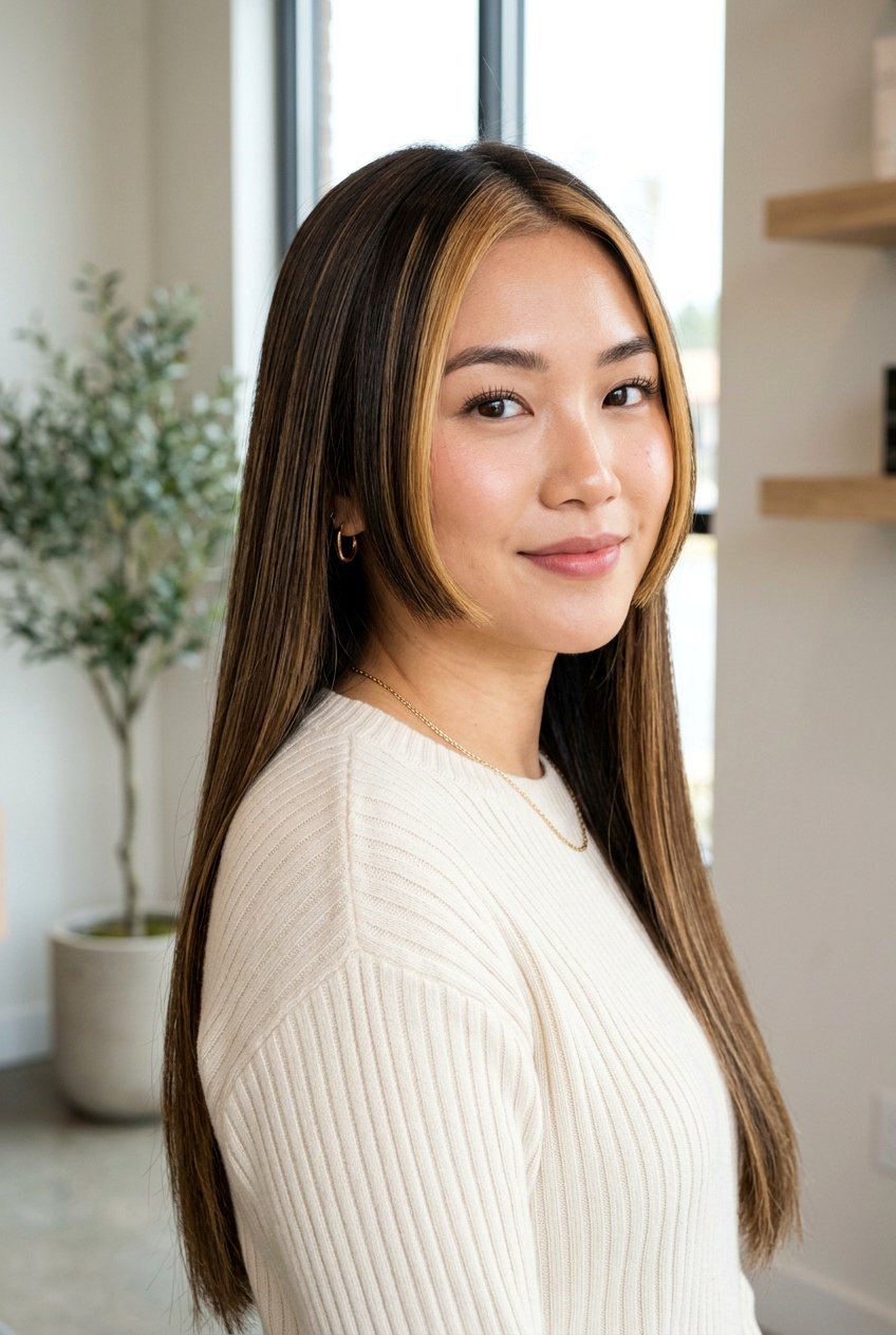 Hime Cut With Long Hair And Face Framing Highlights - 20 hime cut with long hair - 20 hime cut with long hair