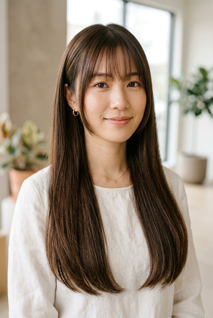 Hime Cut With Wispy Bangs And Long Hair - 20 hime cut with long hair - 20 hime cut with long hair