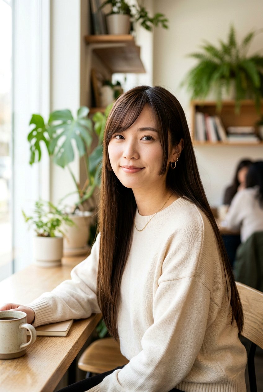 Hime Cut with Long Straight Side Bangs - 20 hime haircut for straight long hair - 20 hime haircut for straight long hair