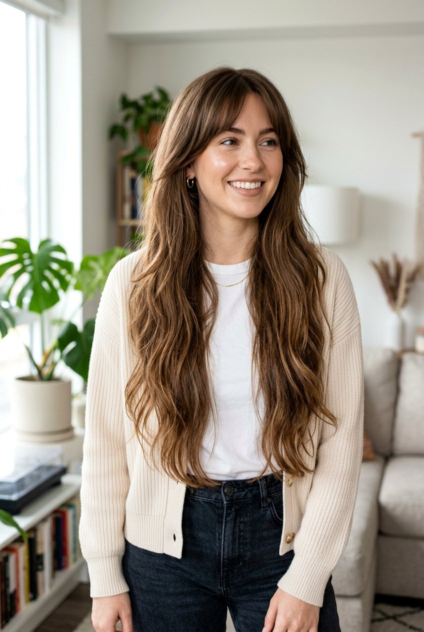 Hip Length Haircut With Long Layers And Curtain Bangs - 20 hip length haircut with long layers - 20 hip length haircut with long layers