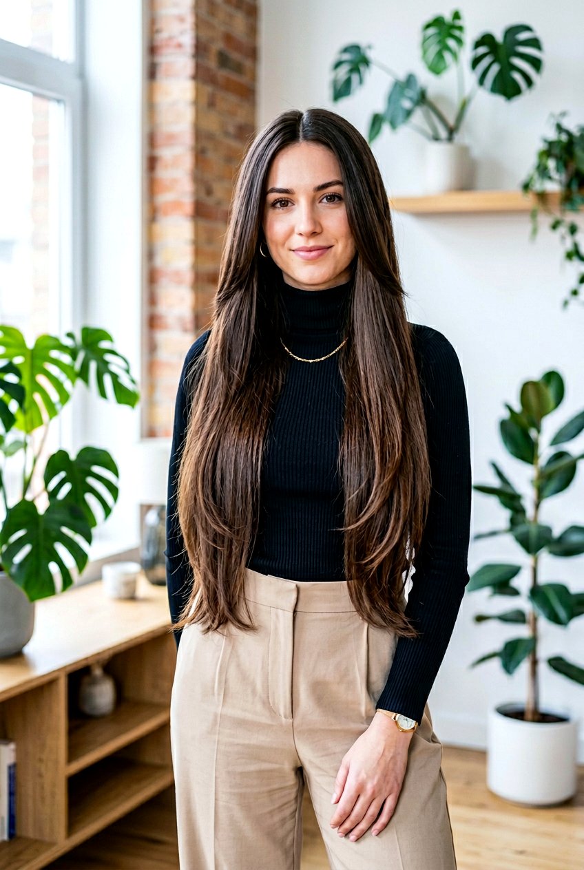 Hip Length Haircut With Long Layers And Middle Part - 20 hip length haircut with long layers - 20 hip length haircut with long layers