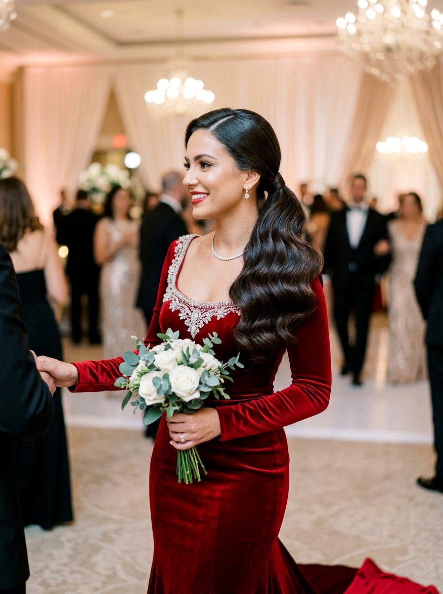 Hollywood Wave Low Ponytail Bridal - 20 wedding hairstyles with low ponytail - 20 wedding hairstyles with low ponytail