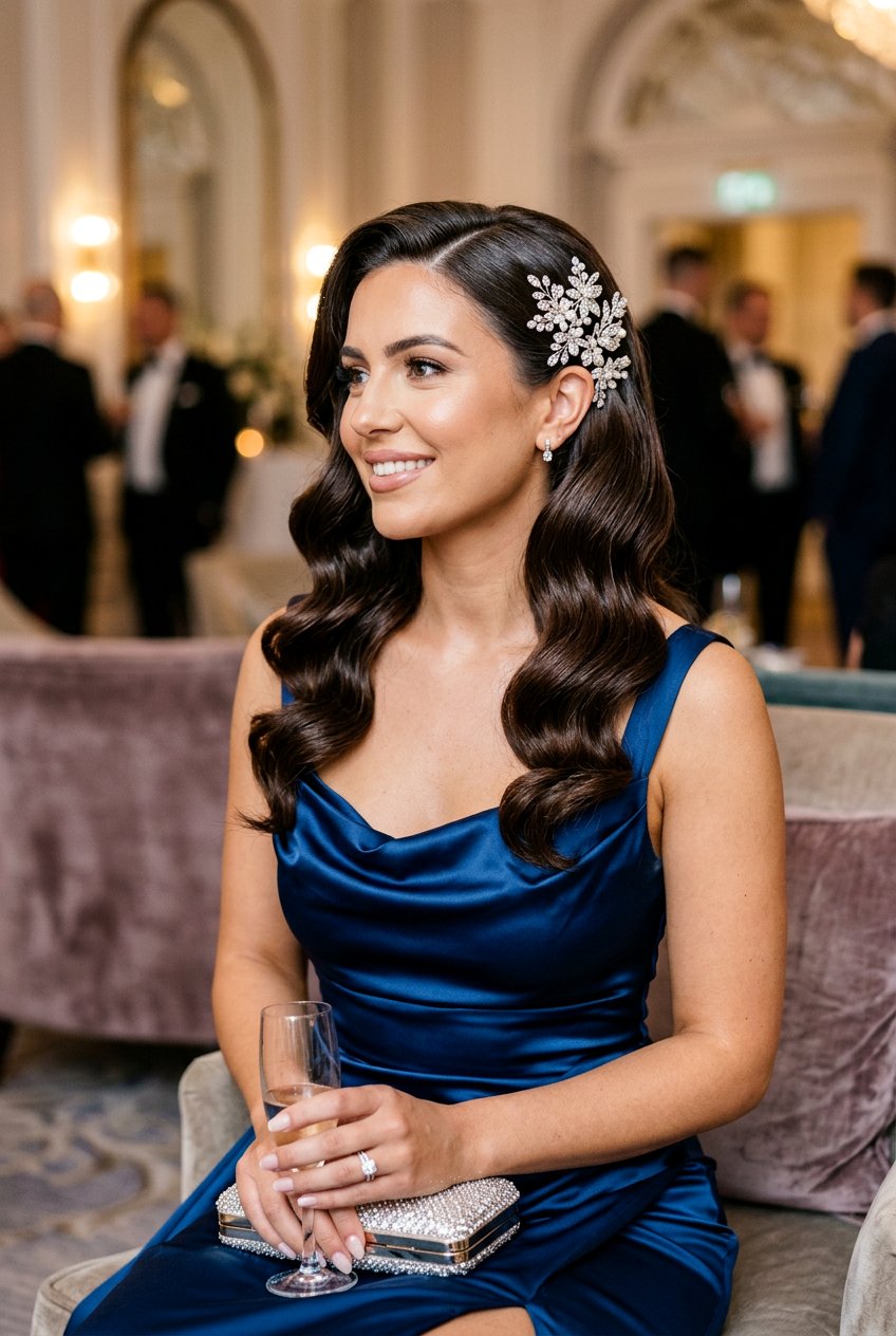 Hollywood Waves With Crystal Hairpins - 20 crystal hairpin bridal hairstyle - 20 crystal hairpin bridal hairstyle