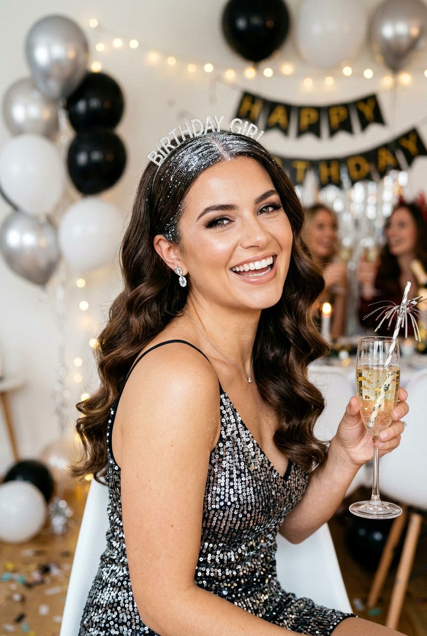 Hollywood Waves With Glitter Roots Birthday - 20 birthday hairstyle with hollywood waves - 20 birthday hairstyle with hollywood waves