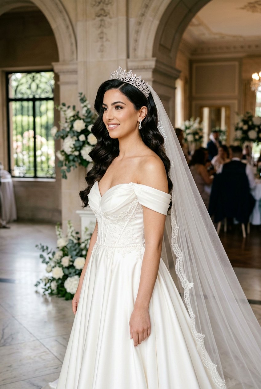 Hollywood Waves With Veil - 20 bridal hairstyle for veil and tiara - 20 bridal hairstyle for veil and tiara