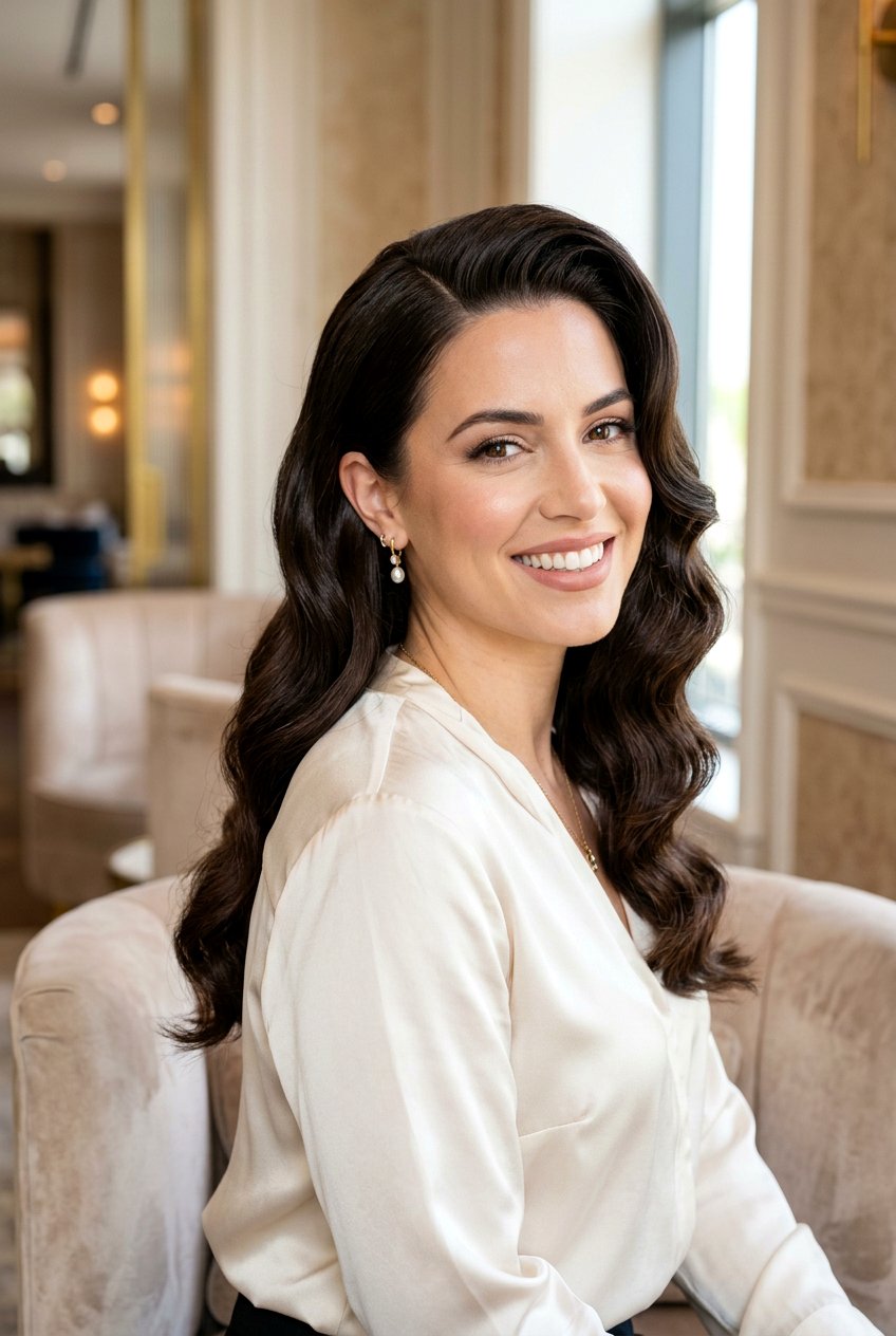 Hollywood Waves with Side Part - 20 hairstyles for small forehead - 20 hairstyles for small forehead