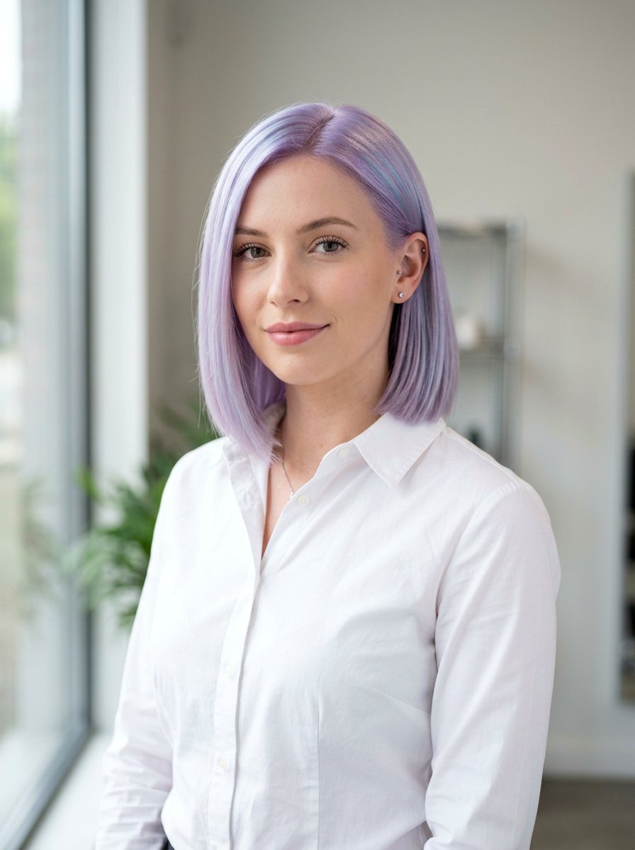 Holographic Pastel Lavender Bob - 20 holographic pastel hair color