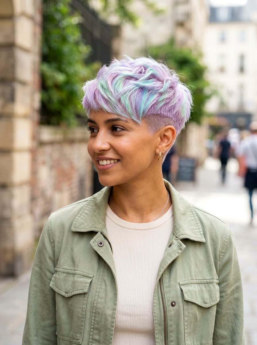 Holographic Pastel Pixie Cut - 20 holographic pastel hair color - 20 holographic pastel hair color