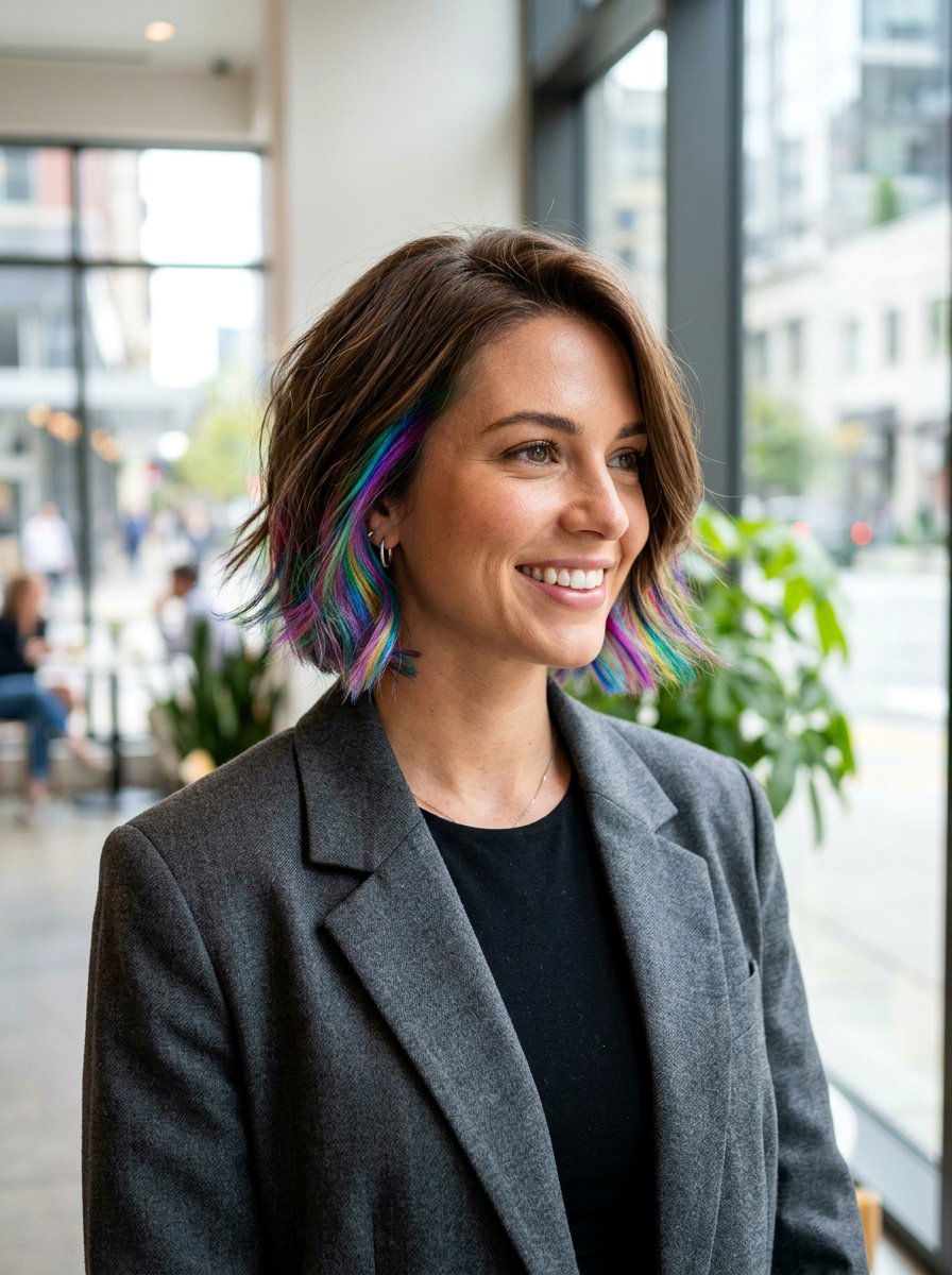 Holographic Peekaboo Highlights on Short Hair - 20 holographic peekaboo hair - 20 holographic peekaboo hair