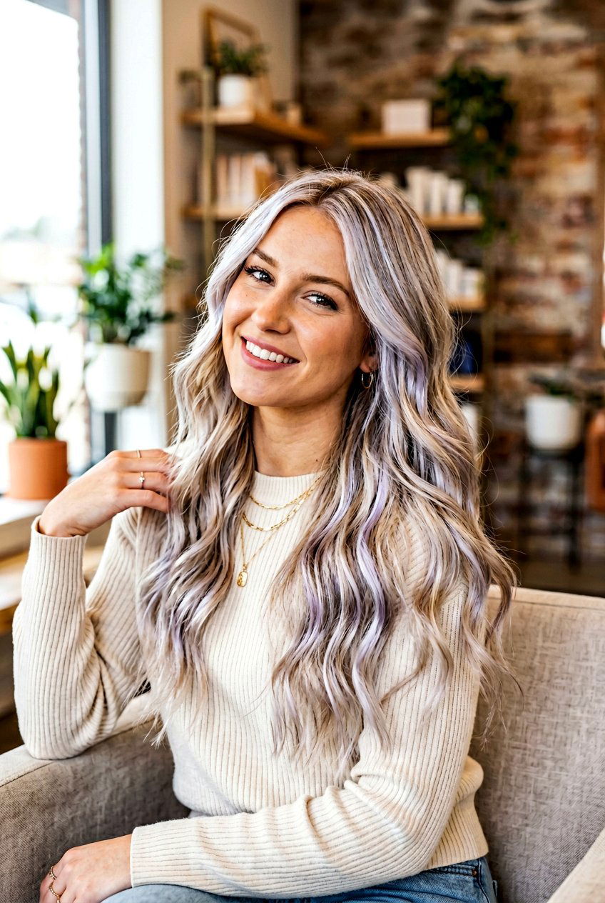 Holographic Silver and Blonde Highlights - 20 holographic hair color - 20 holographic hair color