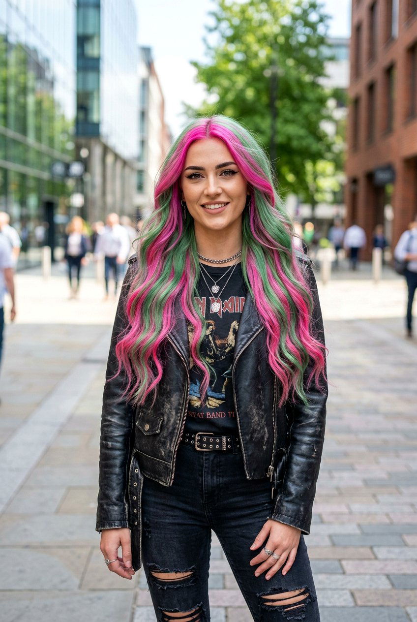 Holographic Vivid Pink and Green Hair Color - 20 holographic hair color - 20 holographic hair color