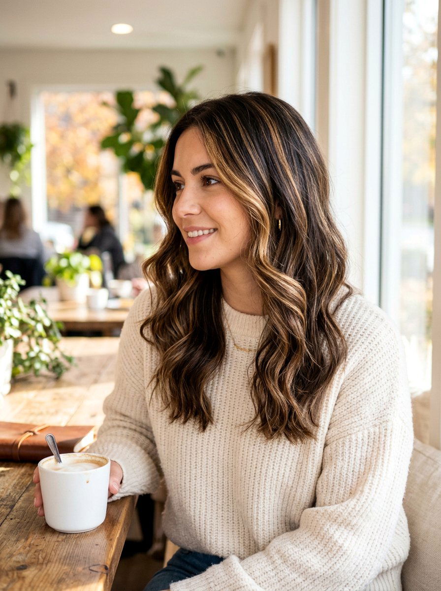 Honey And Caramel Highlights On Brunette Hair - 20 summer honey highlights for brunettes - 20 summer honey highlights for brunettes