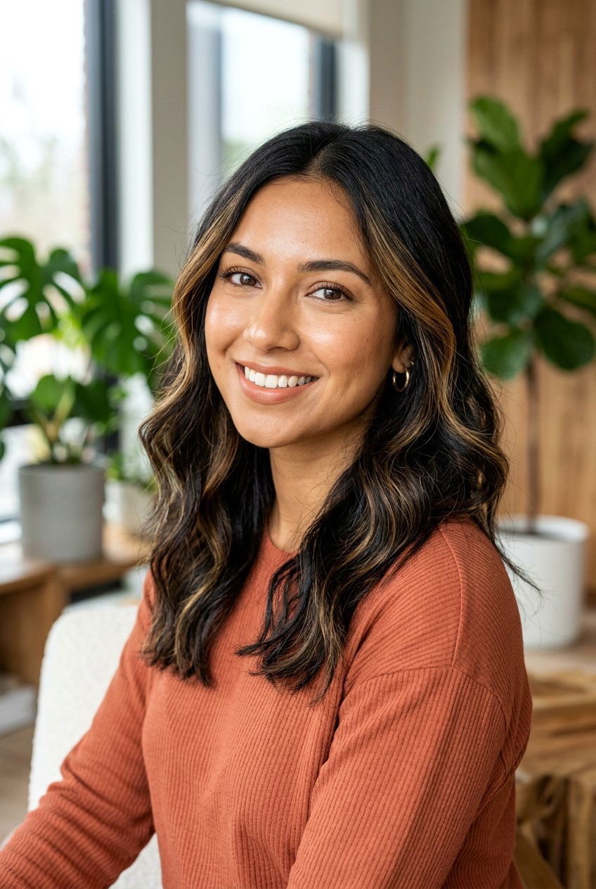 Honey Babylights On Black Hair For Warm Skin Tones - 20 black hair with honey babylights - 20 black hair with honey babylights