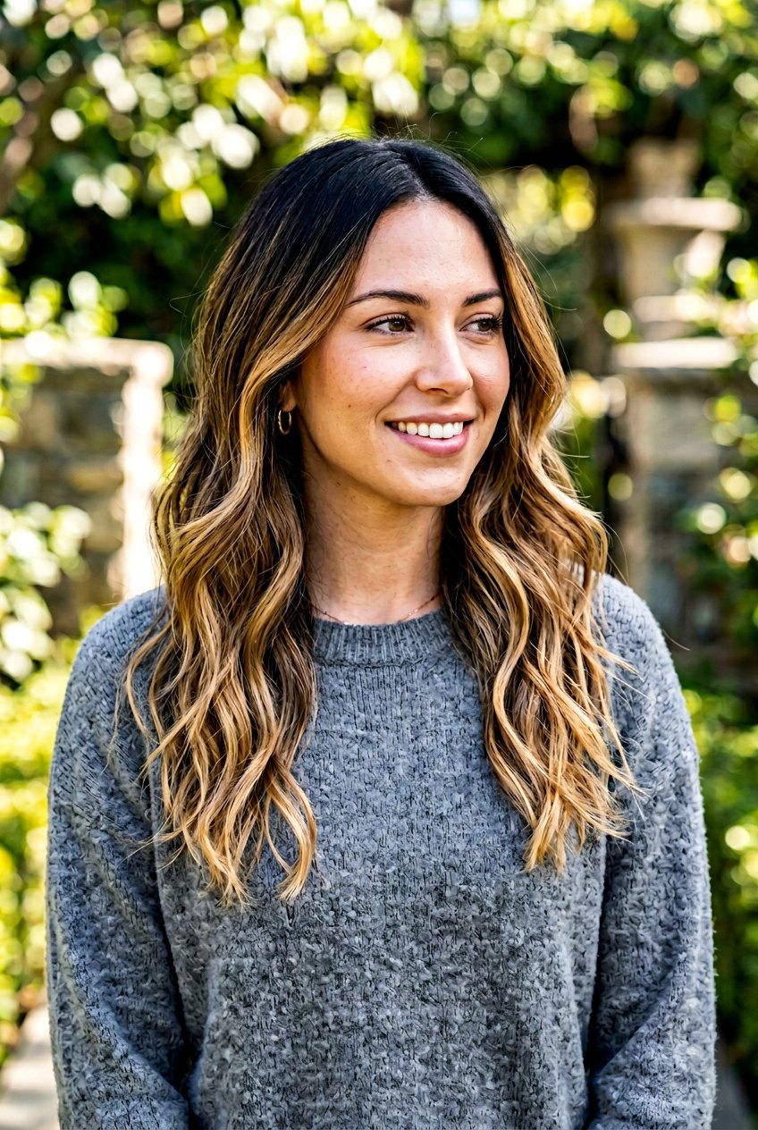 Honey Babylights With Dark Roots On Black Hair - 20 black hair with honey babylights - 20 black hair with honey babylights