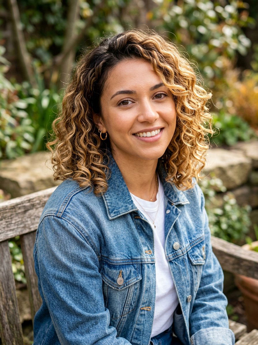 Honey Balayage Curly Lob - 20 honey balayage for curly hair - 20 honey balayage for curly hair