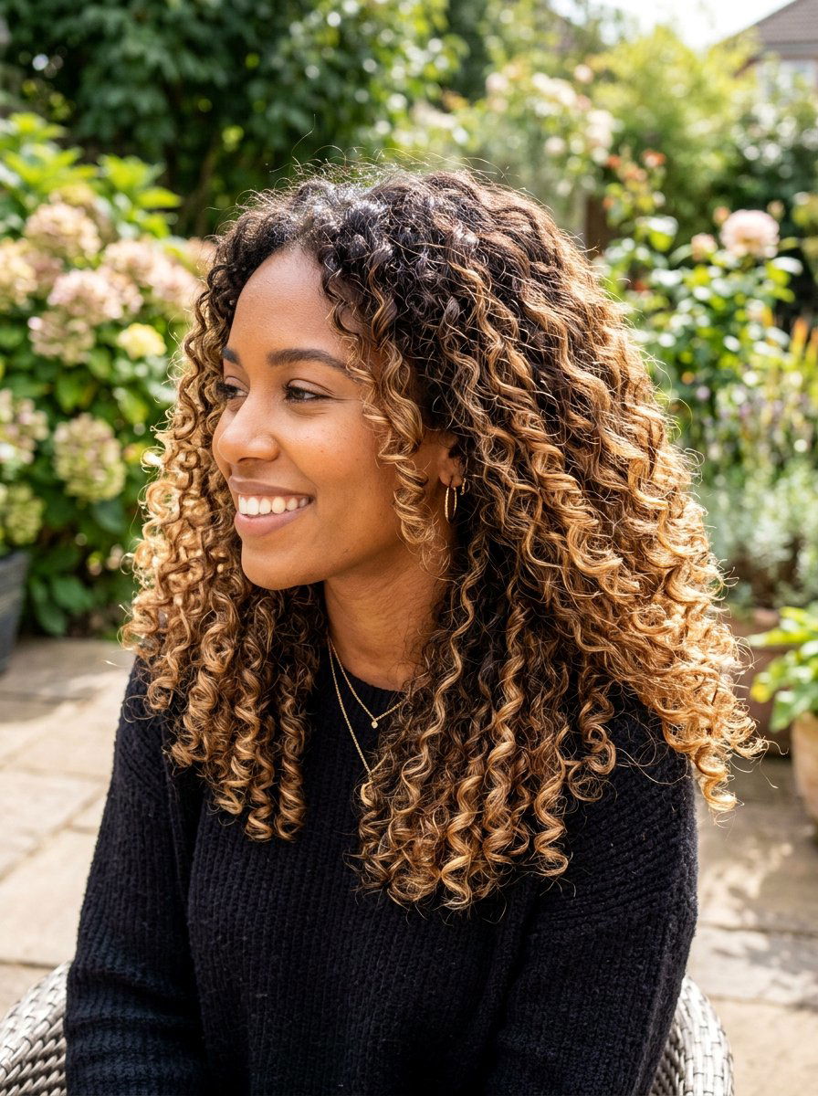 Honey Balayage On 3B Curly Hair - 20 honey balayage for curly hair - 20 honey balayage for curly hair