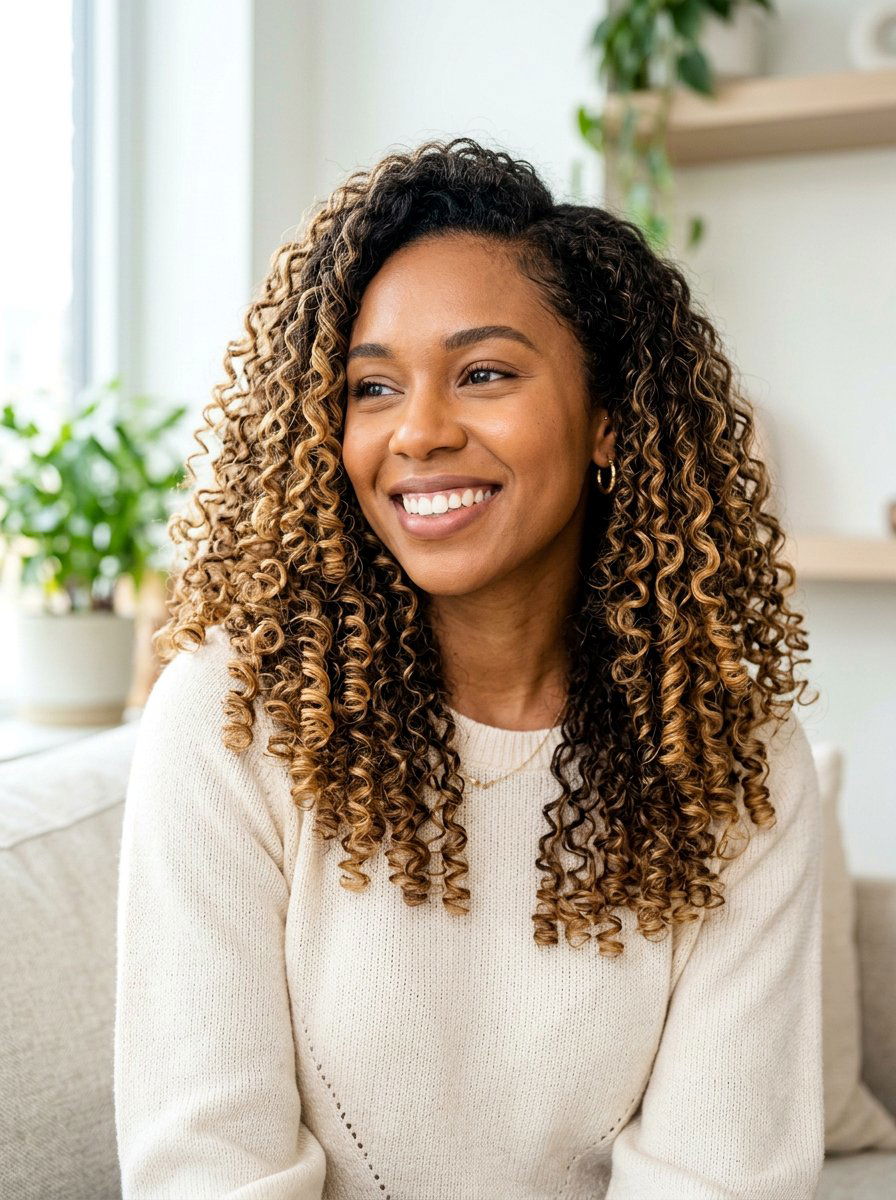 Honey Balayage On 3C Curly Hair - 20 honey balayage for curly hair - 20 honey balayage for curly hair