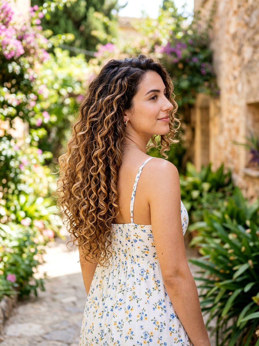 Honey Balayage On Curly Long Hair - 20 honey balayage for curly hair - 20 honey balayage for curly hair