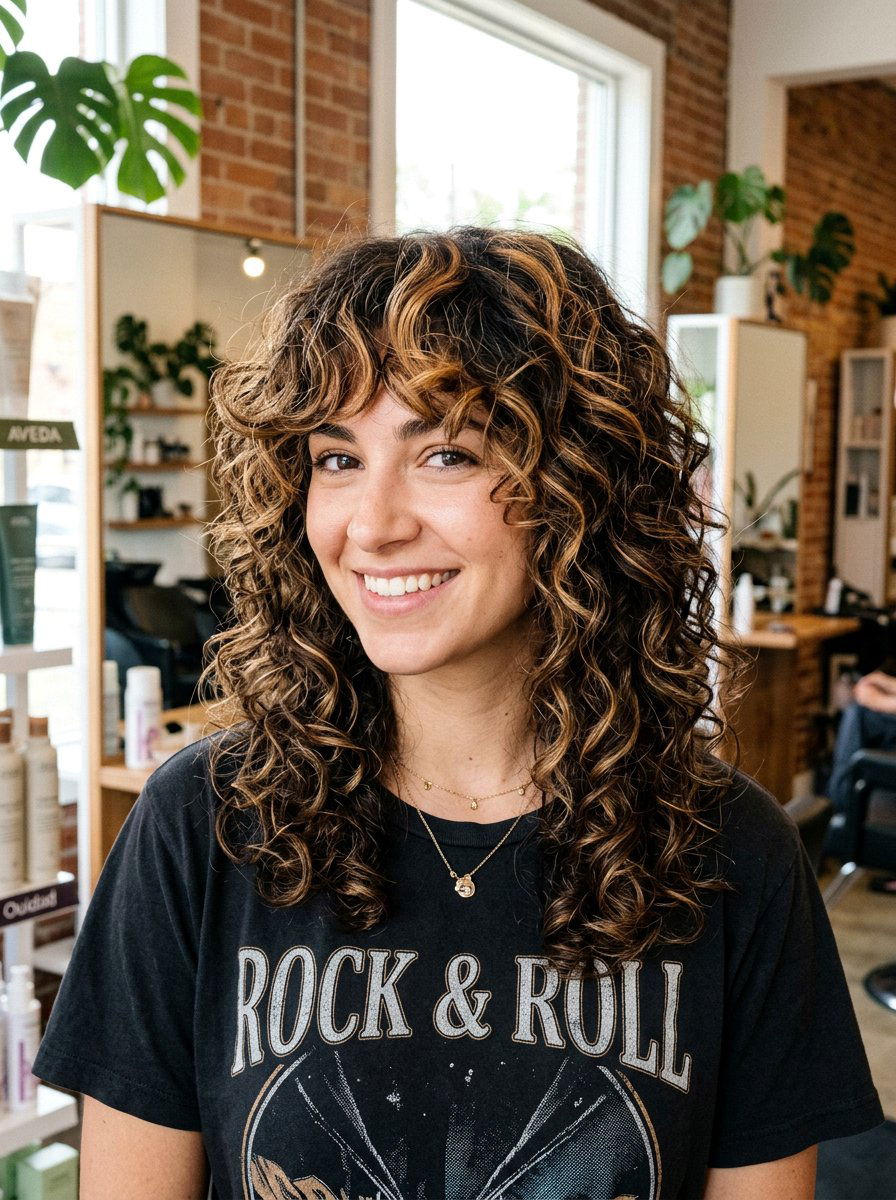 Honey Balayage On Curly Shag - 20 honey balayage for curly hair - 20 honey balayage for curly hair