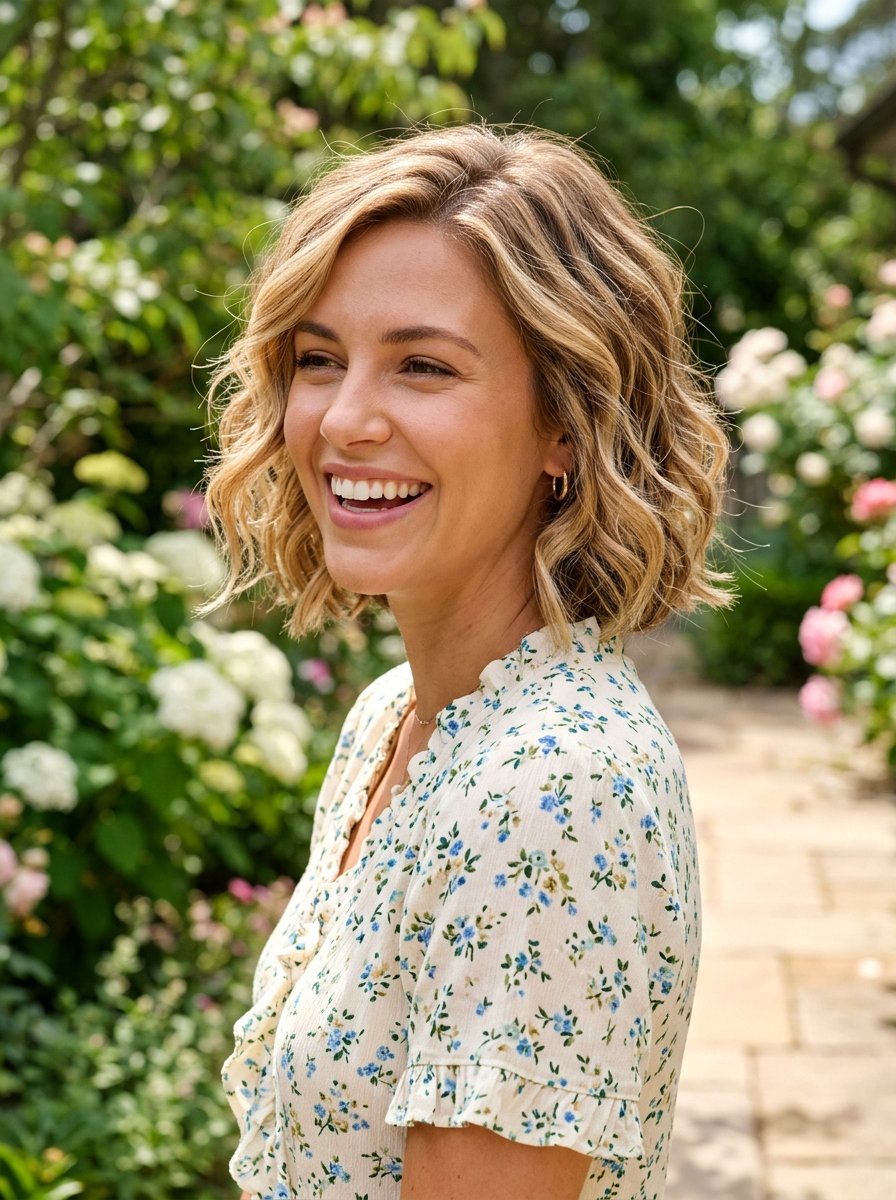 Honey Blonde Babylights On Short Wavy Hair - 20 spring honey blonde babylights - 20 spring honey blonde babylights