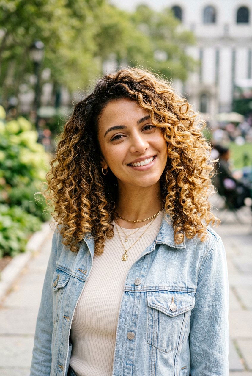 Honey Blonde Balayage On Brown Curls - 20 honey blonde for warm skin tones - 20 honey blonde for warm skin tones