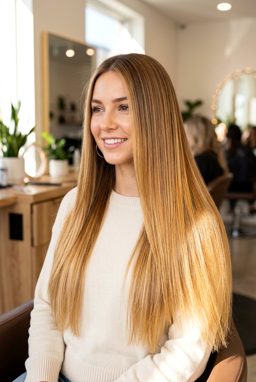 Honey Blonde Balayage on Long Straight Hair - 20 balayage for straight hair - 20 balayage for straight hair