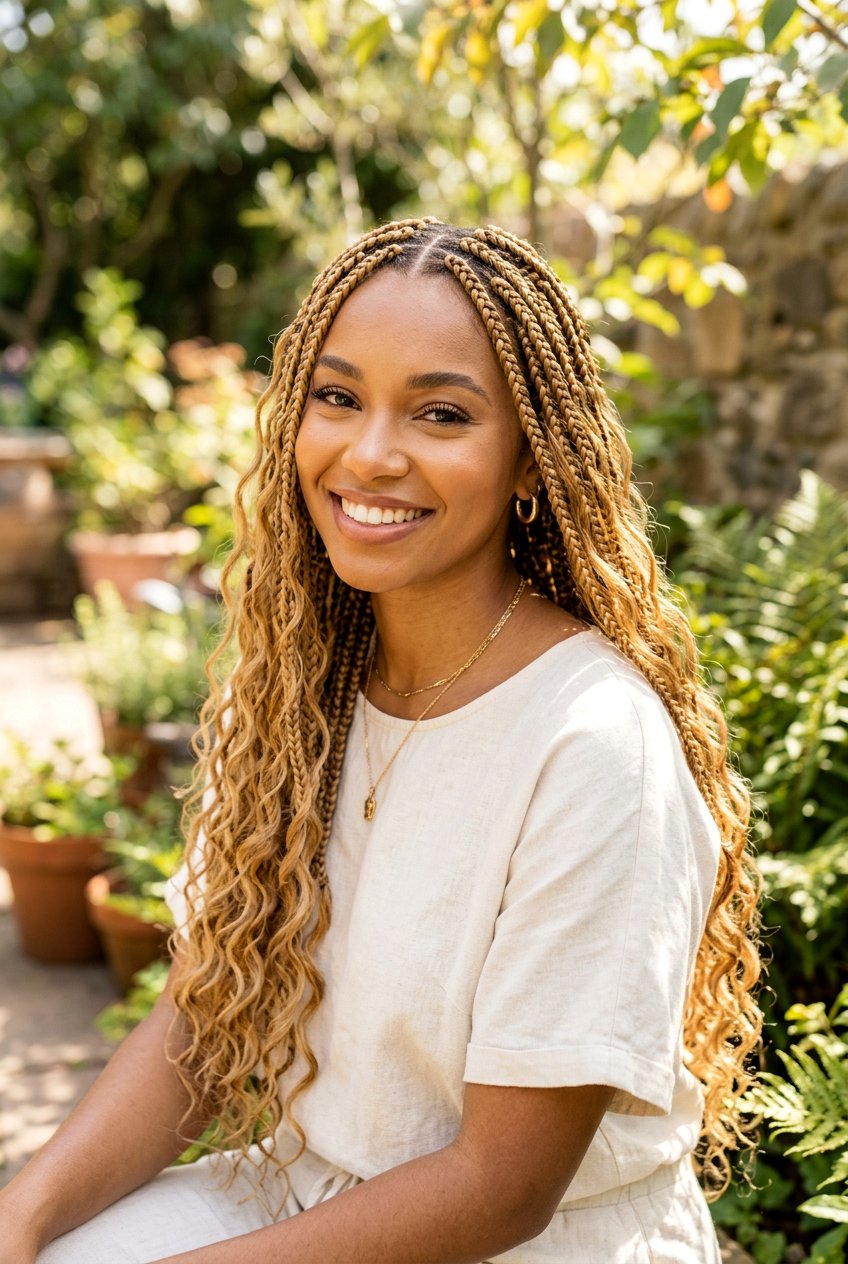 Honey Blonde Bohemian Box Braids - 20 bohemian box braids - 20 bohemian box braids