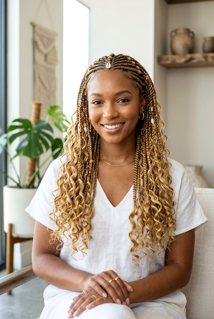 Honey Blonde Boho Fulani Braids - 20 boho fulani braids - 20 boho fulani braids