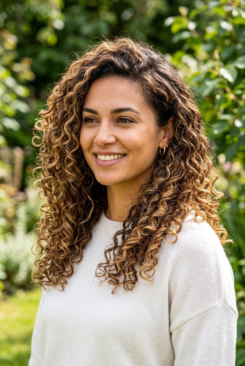 Honey Blonde Highlights on Brown Curly Hair - 20 blonde highlights for curly hair - 20 blonde highlights for curly hair